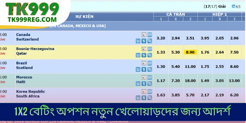 1X2 বেটিং অপশন নতুন খেলোয়াড়দের জন্য আদর্শ